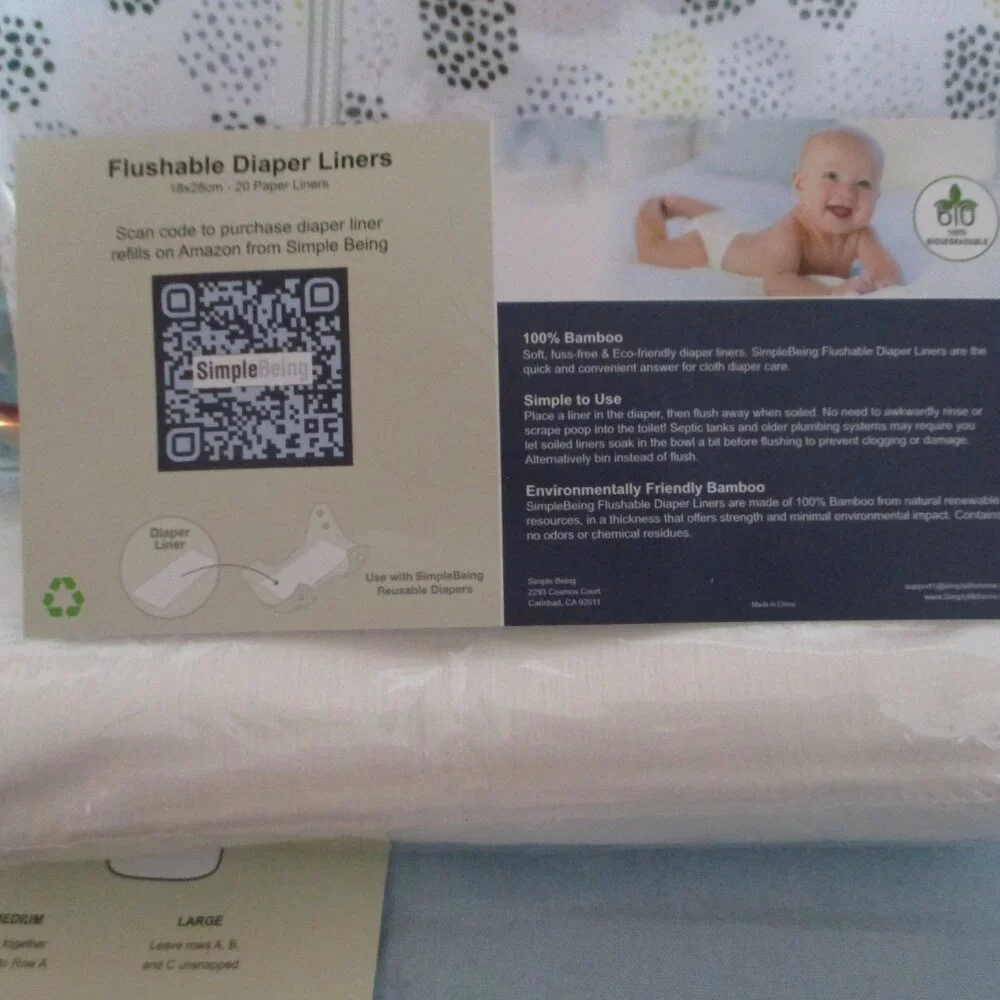 Simple Being 6 Diapers  Liners 1 Wetbag New Unisex Adjustable Size S M L Reusabl